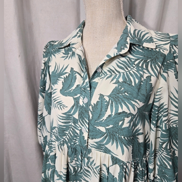 TCEC Paradise Found Green Palm Print Midi Dress Size M - Picture 3 of 9